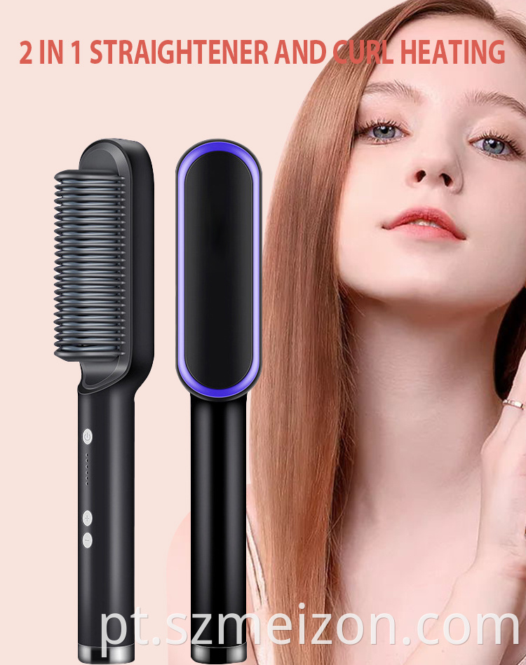 electric straight hair comb straightener iron brush